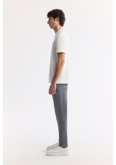 Avva Erkek Beyaz Bisiklet Yaka Baskılı Bi-stretch İnterlok Regular Fit T-shirt A51y1132