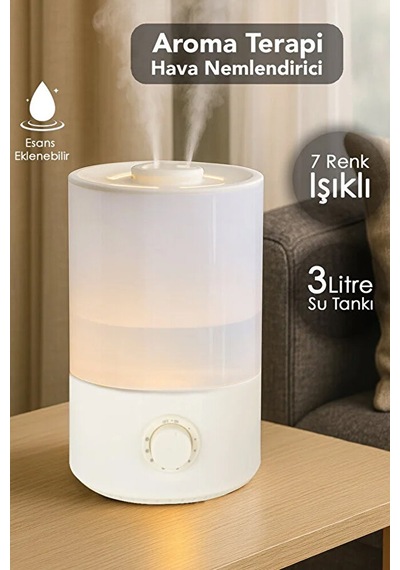 3 Litre Ultrasonik Oda Hava Nemlendirici 7 Renk Ledli Aromatera