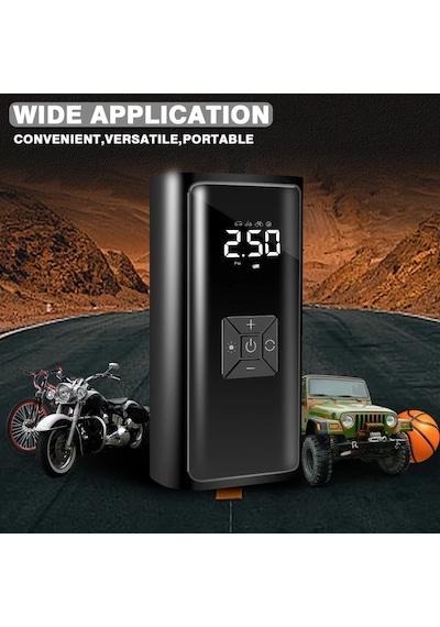 Meridiangoods Portable Tire Inflator Air Pump Mini Hava Kompresörü Dijital Göstergeli Otomatik Stop
