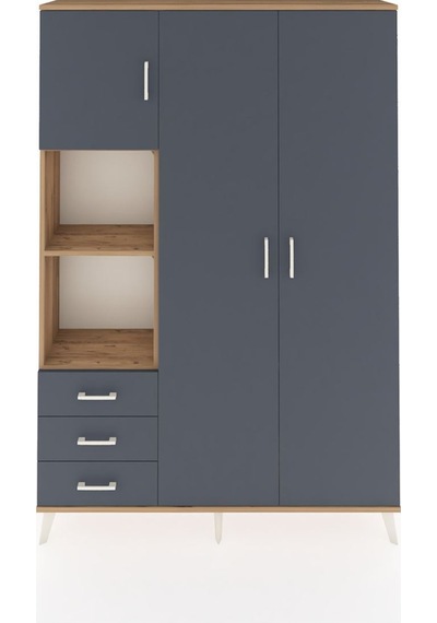 Arges Dolap 6 Raflı 3 Çekmeceli Tek Askılı 132x30x195 Çam-antrasit/antrasit Antrasıt/antrasıt Arges Dolap 6 Raflı 3 Çekmeceli Tek Askılı 132x30x195 Çam-antrasit/antrasit Antrasıt/antrasıt