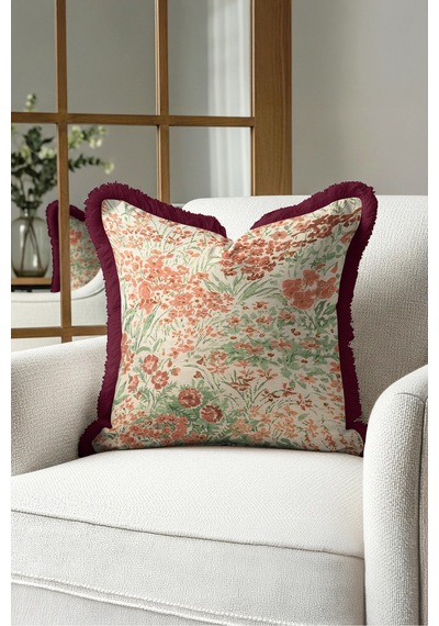 Çiçek Bahar Vintage Saçaklı Yastık Kılıfı - Botanik Country Yeşil Bordo Püsküllü Kırlent Kılıfı Buzlu Atlas Nova Çiçek Bahar Vintage Saçaklı Yastık Kılıfı - Botanik Country Yeşil Bordo Püsküllü Kırlent Kılıfı Buzlu Atlas Nova