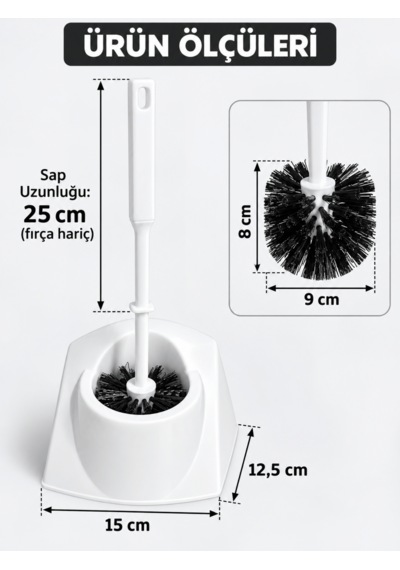 Beylini Tuvalet Klozet Fırçası Seti Wc Banyo Temizlik Fırçası Ve Kabı Beyaz