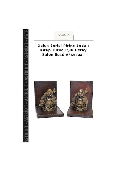 Delux Serisi Pirinç Budalı Kitap Tutucu Şık Detay Salon Süsü Aksesuar