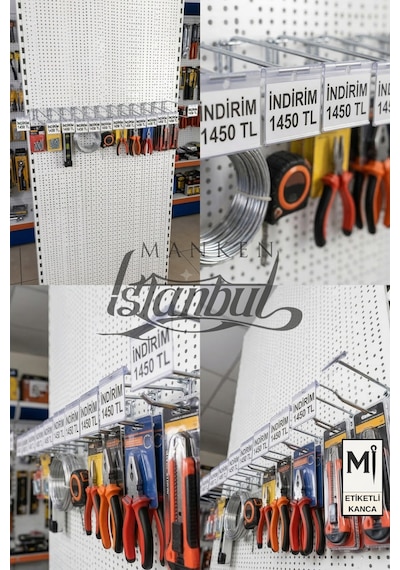 20 Adet 15 Cm Etiketli Delikli Pano Kancası Koruma Kauçuklu Ekstra Güçlü Raf Askısı Raf Kancası Krom
