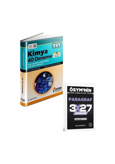 2027 Aydın 2027 Tyt Kimya 40 Deneme+ Evp Akademi Paragraf