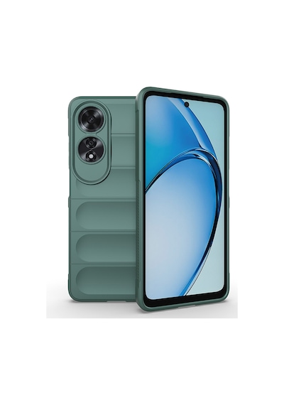Oppo A60 Kılıf Esnek Tpu Oyuklu Arka Yüzey Tasarımlı Zore Etnik Silikon Kapak Koyu Yeşil