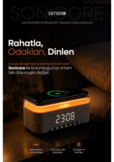 15w Kablosuz Şarj Standlı Bluetooth Hoparlör Yüksek Sesli Tws Ledli Speaker Taşınabilir Dijital Saat