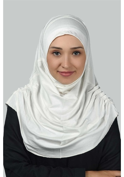 Altobeh Hazır Türban Büzgülü Pileli Pratik Eşarp Tesettür Hijab - Namaz Örtüsü - Ekru