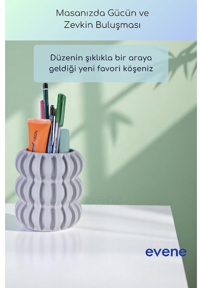 Kalemlik Masa Kalemliği Organizer Kalemlik Beyaz Renk Model 75 Çok Renkli