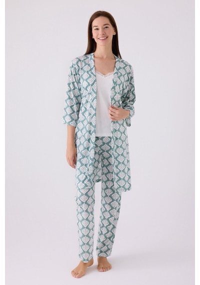 Pierre Cardin Kadın Sabahlıklı Uzun Kol İp Askılı V Yaka 3'lü Pijama Takım Krem Pierre Cardin Kadın Sabahlıklı Uzun Kol İp Askılı V Yaka 3'lü Pijama Takım Krem