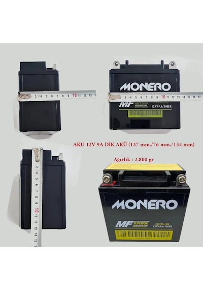 Monero Akü 12n9l-bs 12v9ah Dik Tvs Apache Rtr 150 180 200