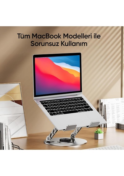 Macbook Uyumlu Ve Laptop Standı 360 Derece Dönebilen Boyutu Ayarlanabilir Alüminyum Alaşım Ergonomik T