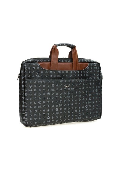 Bilik Deri Monogram Siyah/Taba Unisex Laptop & Evrak Çantası BRIE Siyah - Taba