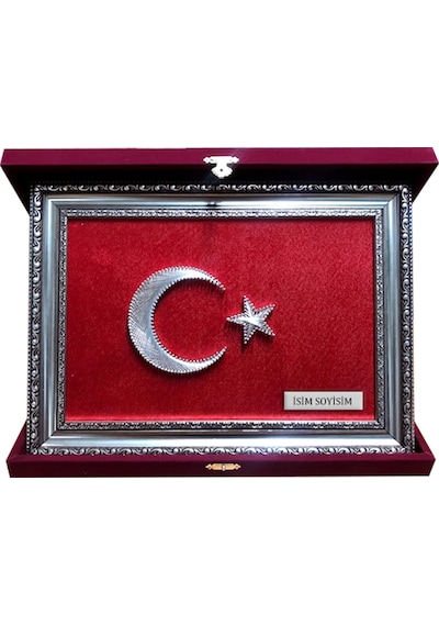 Kadife Kutulu Filografi Türk Bayrağı Tablo
