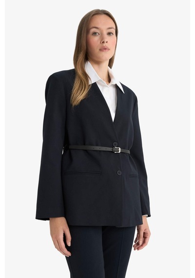 Defacto Regular Fit Ceket Yaka Blazer Ceket F6104ax25aunv243 Lacivert