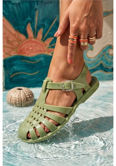 Moda Devrin Yeşil Kadın Yazlık Rahat Jelli Plaj Sandaleti - Jelly Sandalet Kaymaz Taban Havuz Plaj Deniz Ayakkabısı Moda Devrin Yeşil Kadın Yazlık Rahat Jelli Plaj Sandaleti - Jelly Sandalet Kaymaz Taban Havuz Plaj Deniz Ayakkabısı