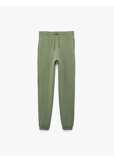 Koton Şardonlu Cepli Jogger Eşofman Altı Haki 7wkb40015tk