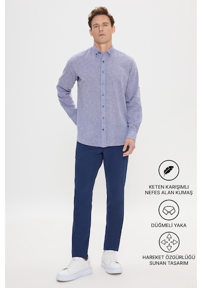 AC&Co / Altınyıldız Classics Erkek Lacivert Comfort Fit Rahat Kesim Düğmeli Yaka Casual Keten Gömlek 4A2022200085LACXL Lacivert AC&Co / Altınyıldız Classics Erkek Lacivert Comfort Fit Rahat Kesim Düğmeli Yaka Casual Keten Gömlek 4A2022200085LACXL Lacivert