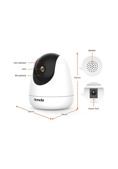 Tenda Cp6 Bebek/ev Güvenlik Kamerası, Wifi, H265, 2k Çözünürlük, 12mt Gece Görüşü, Hareket Algılama, Ses Ve Işık Alarmı, İki Yönlü Ses