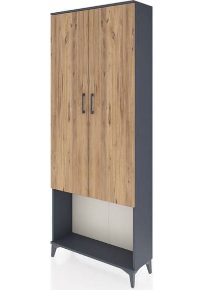Arges Dolap 2 Raflı 2 Kapaklı Tek Askılı 88x30x221 Antrasit-çam Antrasit