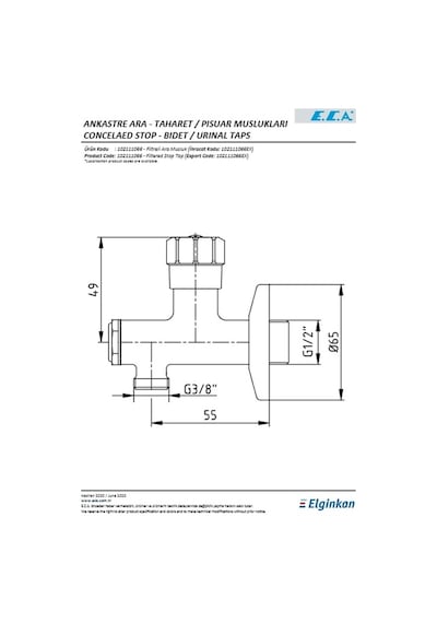 Eca 102111066 Filtreli Ara Musluk Gri
