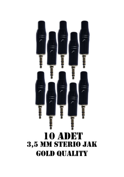 3.5 Mm Stereo Çivi Jak Lehim Tipi Fiş Kulaklık Aux Bilgisayar Ses Kablosu Giriş Tamir Jakı 10 Adet Siyah