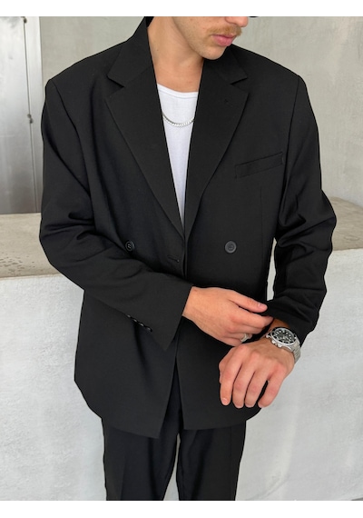 Erkek Oversize Rahat Kalıp Kruvaze Takım Elbise 001