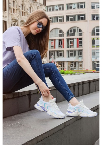 Jump 29907 Beyaz Kadın Sneaker Günlük Spor Ayakkabı Bej