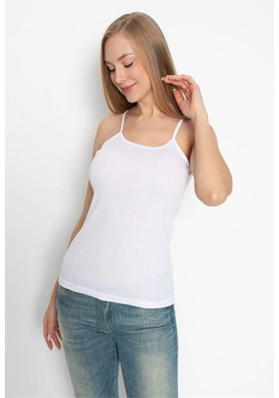 Saran Kadın İp Askılı %100 Pamuk Atlet 6001 - 12 Adet Beyaz