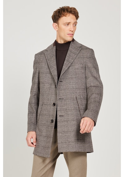 Ac&Co / Altınyıldız Classics Erkek Kahverengı Standart Fit Normal Kesim Mono Yaka Desenli Yünlü Palto Kahverengi Ac&Co / Altınyıldız Classics Erkek Kahverengı Standart Fit Normal Kesim Mono Yaka Desenli Yünlü Palto Kahverengi