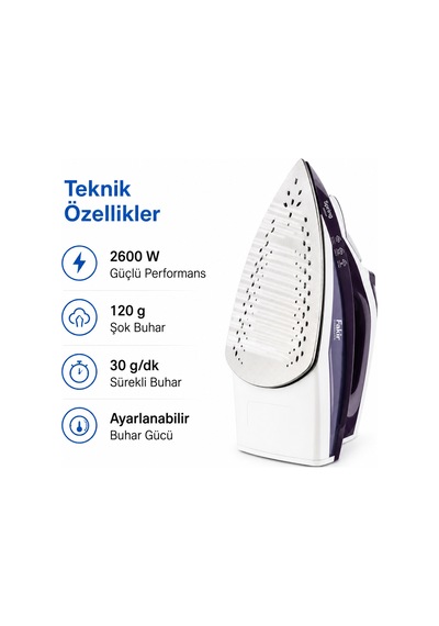 Buharlı Ütü 2600w Seramik Taban Mor