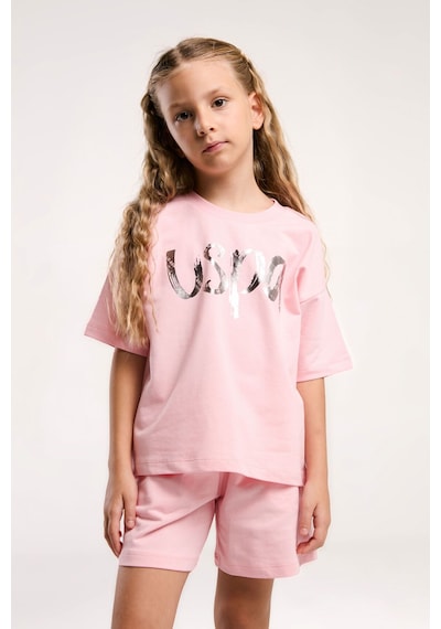 U.s. Polo Assn. Kız Çocuk Pembe Şort Takım Us2082 Pembe