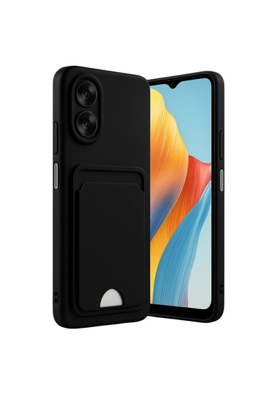 Oppo A38 Kılıf Kelvin Kartvizitli Silikon - Siyah 0.2M-Çok Renkli