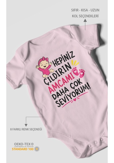 Morivokids Amcaya Özel Kısa Kollu Bebek Body %100 Pamuk Zbn166-kk Bebe Pembe