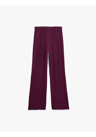 Koton Beli Lastikli Bol Paça Viskon Pijama Altı Bordo 7wlk40078mk
