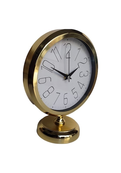 Altın Gold Renkli Metal Ofis Salon Otel Masa Saati 25*20 cm G5 Altın