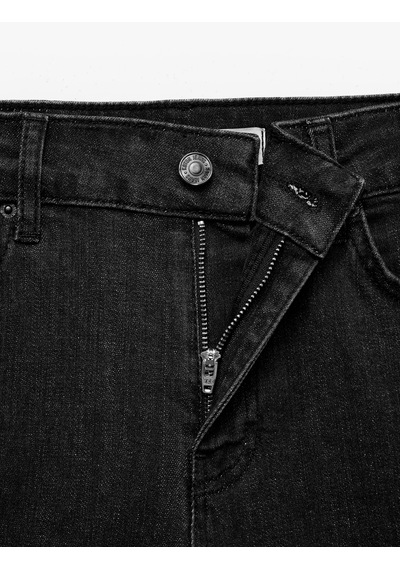Koton Pamuklu Dar Kesim Düğmeli Cepli İspanyol Paça Denim Pantolon - Flare Jeans Siyah 7sal40024md