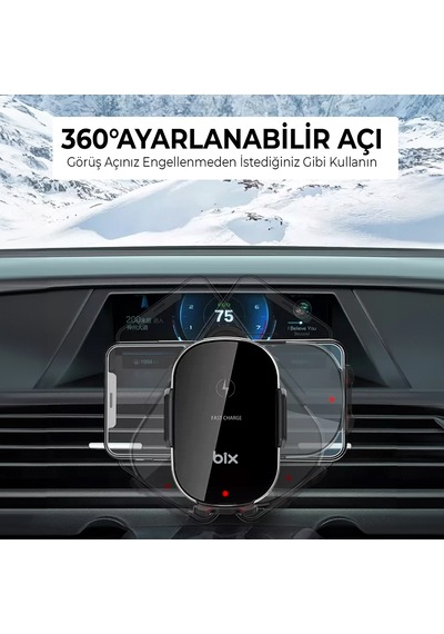 Bix Bxch3 15w Kablosuz Şarj Ayarlanabilir Araç İçi Telefon Tutucu