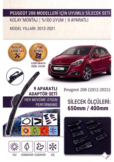 Peugeot 208 Ön Cam Silecek Takımı 2012-2021