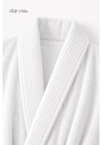 Kimono Yaka Unisex Tek Kişilik Pamuklu Banyo Bornozu Comfort Beyaz