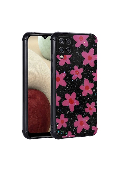 Galaxy Uyumlu M33 Kılıf Simli Desenli Kamera Korumalı Parlak Popy Kapak - Çiçek Çiçek Çiçek