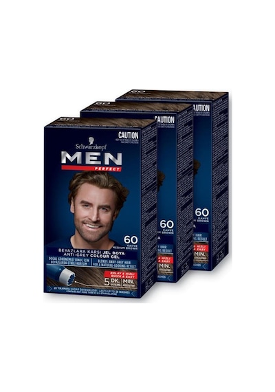 Schwarzkopf Men Perfect Saç Boyası 60 Kahve 3'lü