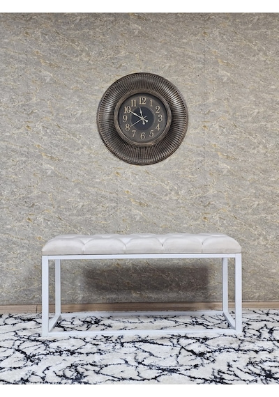 Zafir Beyaz Boyalı Diktörtgen 100 Cm X 40 Cm Oturak Puf - Bench - Makyaj Oturağı - Oturak Krem