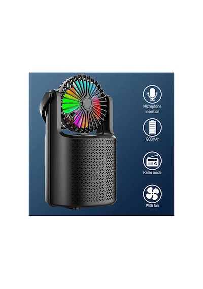 Vantilatörlü Hoparlör Rgb Led Işıklı Fonksiyonel Speaker Kamp Karavan
