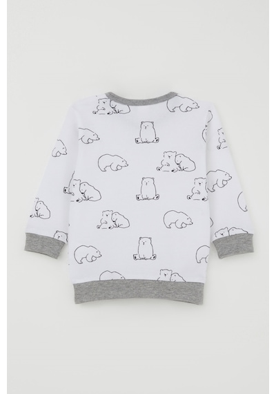 Breeze Erkek Bebek Pijama Takımı Omuzdan Patlı Sevimli Kutup Ayıcığı Desenli 4 Ay-1 Yaş, Beyaz