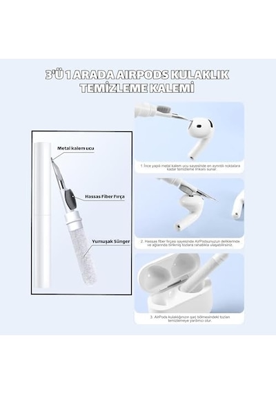 Pro Ve Pro 2.nesil Uyumlu Anc Delikli Silikon Kulaklık Uçları S,m,l Ve 3'ü 1 Arada Bluetooth Kulaklık Temizleme Kalemi Seti Beyaz