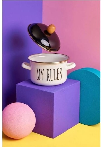 Miss Betty Emaye Tencere Fildişi 16 Cm Motto Series-63455 Krem - Siyah