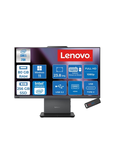 Lenovo ThinkCentre Neo 50a 24 Gen 5 12SC004GTRH26 Core 5 210H 80 GB 256 GB SSD 23.8" W11H AIO Masaüstü Bilgisayar