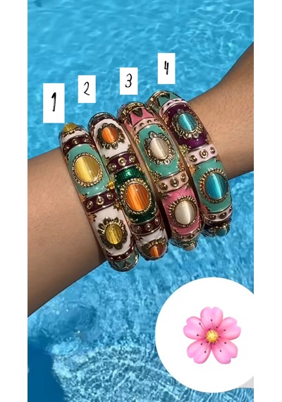 Kadın Özel Seri Opal Taş Vintage Bileklik İç Çap: 6 Cm Pembe