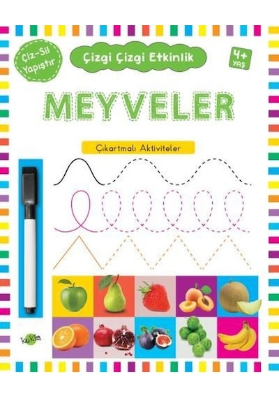 Meyveler Çıkartmalı Aktiviteler 4 Yaş Çizgi Çizgi Etkinlik- Kukla